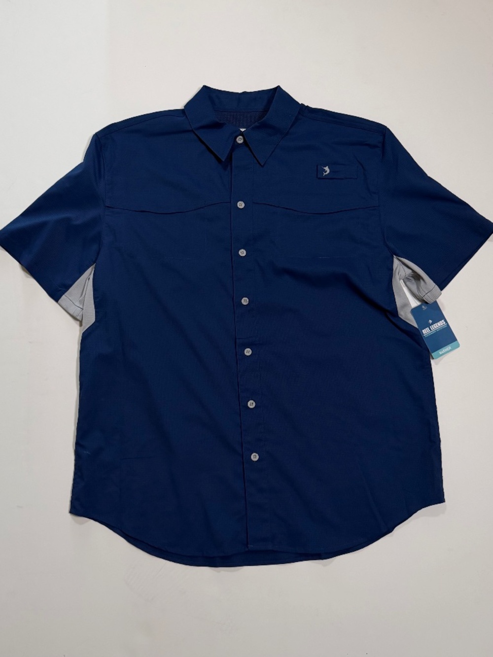 NWT Reel Legends Men's Mariner II Performance Fishing Shirt — Navy Blue, Size L